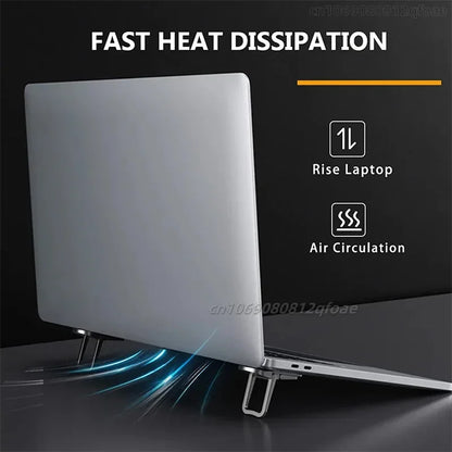 Ultra-Thin Portable Laptop Stand with Mini Legs & Cooling Support for Macbook - Adjustable Bracket