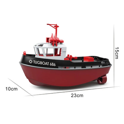 Powerful Dual Motor RC Tugboat Model - 1:72 Electric Remote Control Boat for Boys, Wireless Fun
