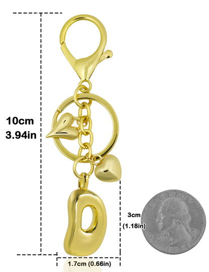 Personalized Keychain Gold Bubble Letter Bag Charm Gift