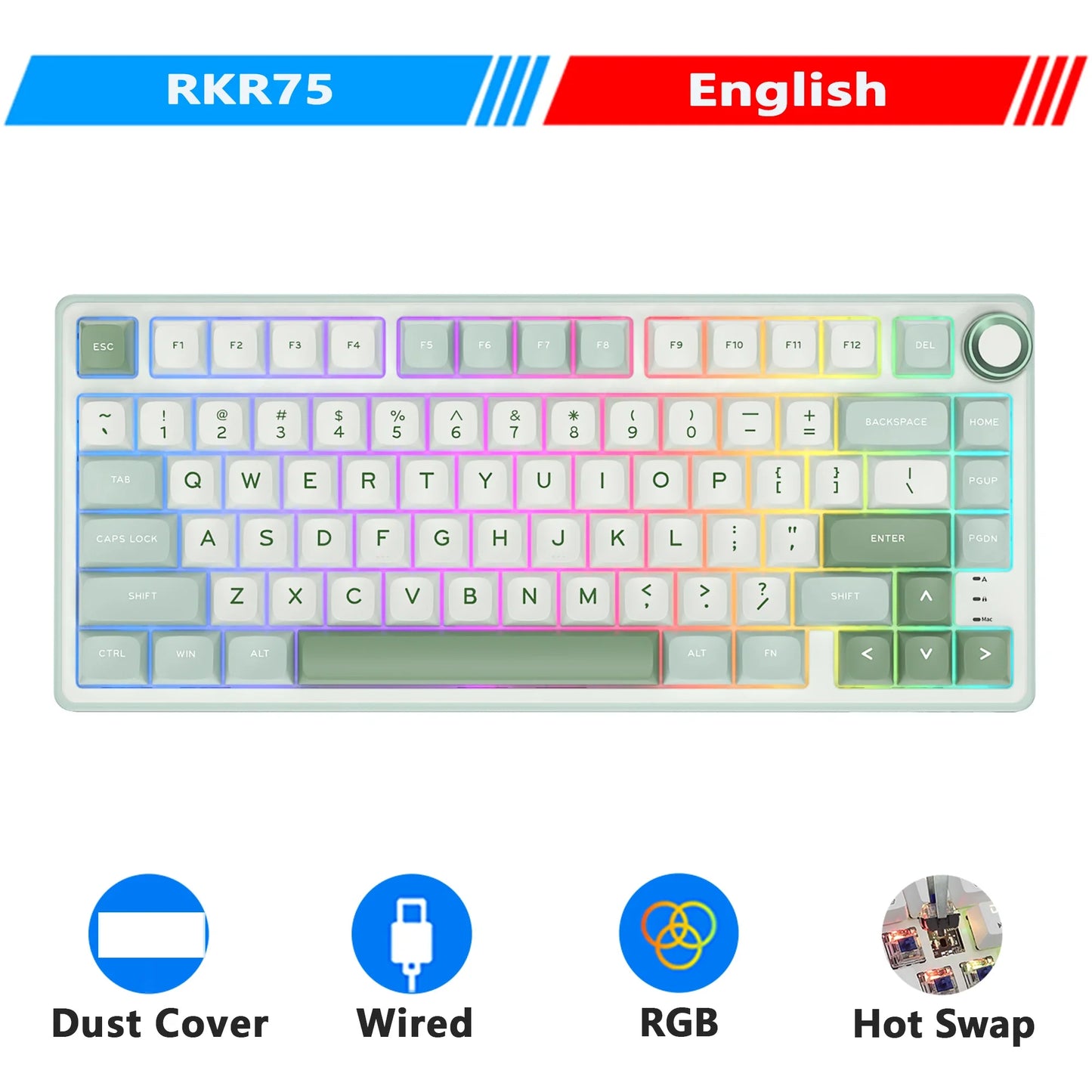 Mechanical Keyboard R75 Gasket 80Key RGB Hot Swap Spanish