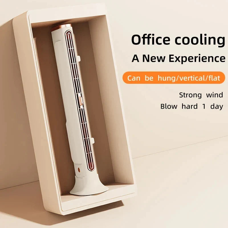 Bladeless Fan 1200mAh Portable Tower Fan USB Rechargeable Vertical Cooling Fan Fall 2025 Cordless Quiet Home Office