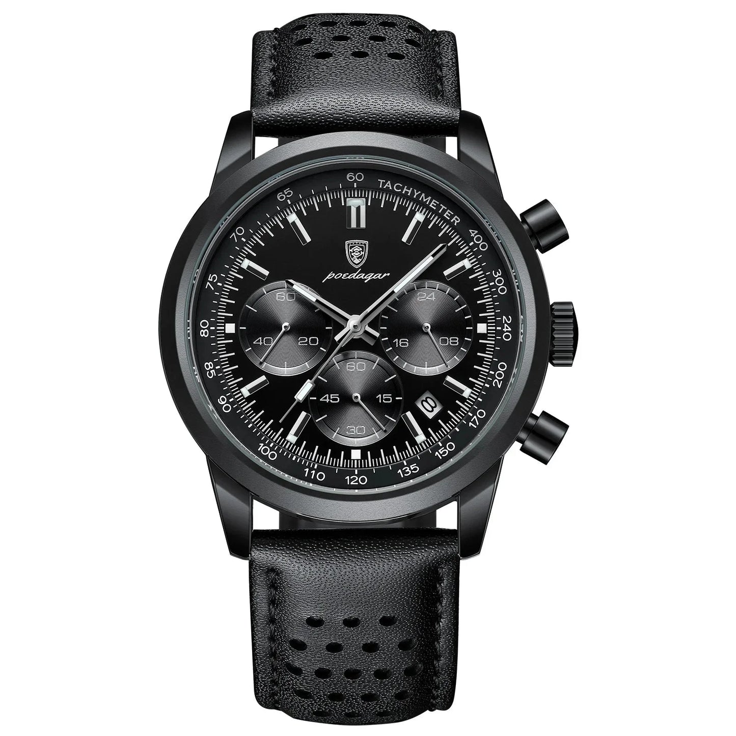 Quartz Watch Leather Chronograph Military Style 2025