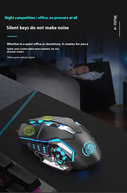 Wireless Rechargeable Gaming Mouse Bluetooth Silent Backlit