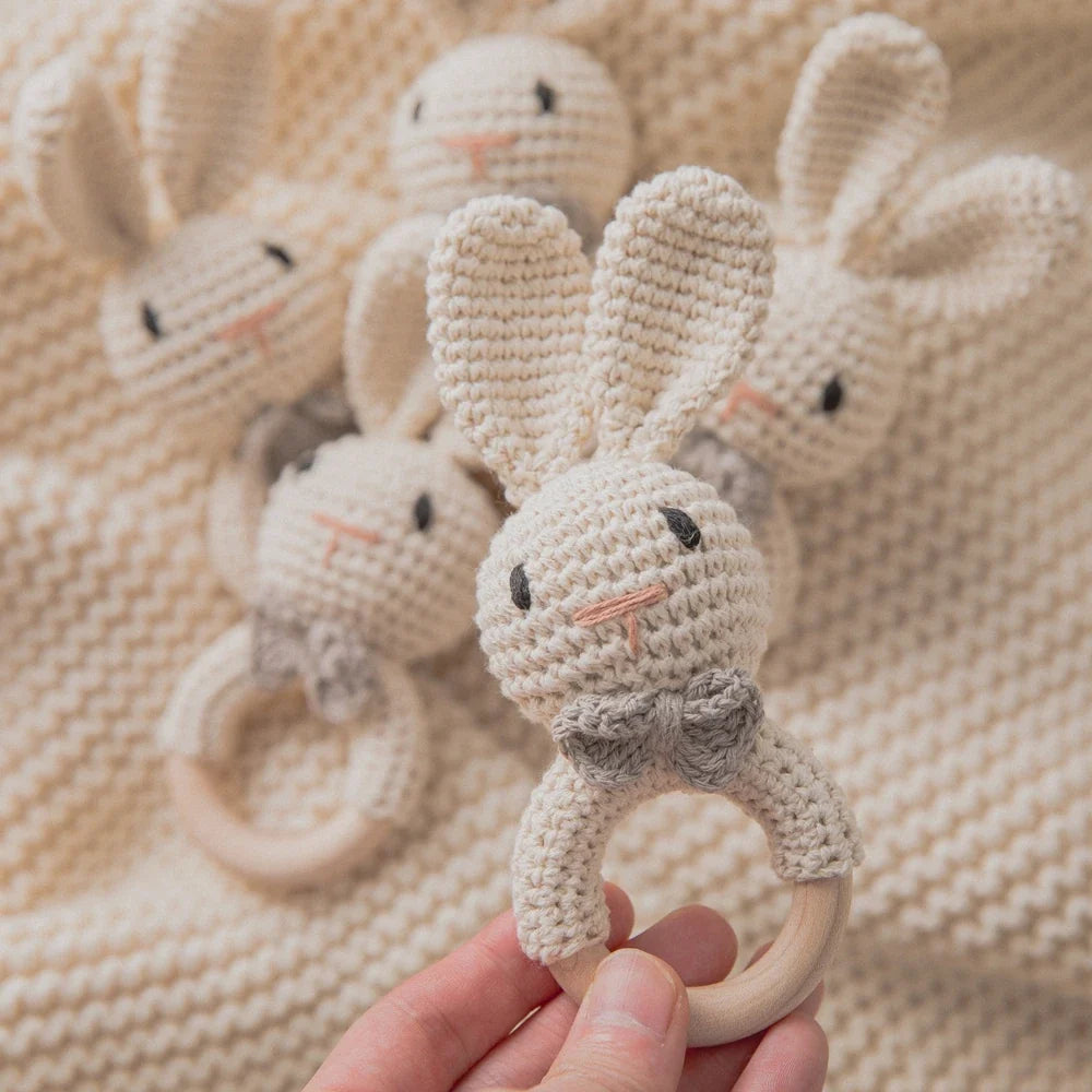 Baby Crochet Rattle Bunny Teether Newborn Sensory Toys