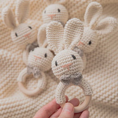 Baby Crochet Rattle Bunny Teether Newborn Sensory Toys