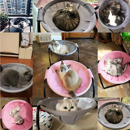 Cat Bed Breathable Cooling Hammock Cot Elevated Pet Sofa Summer 2025 Cozy Sturdy Metal Frame Nap Lounger