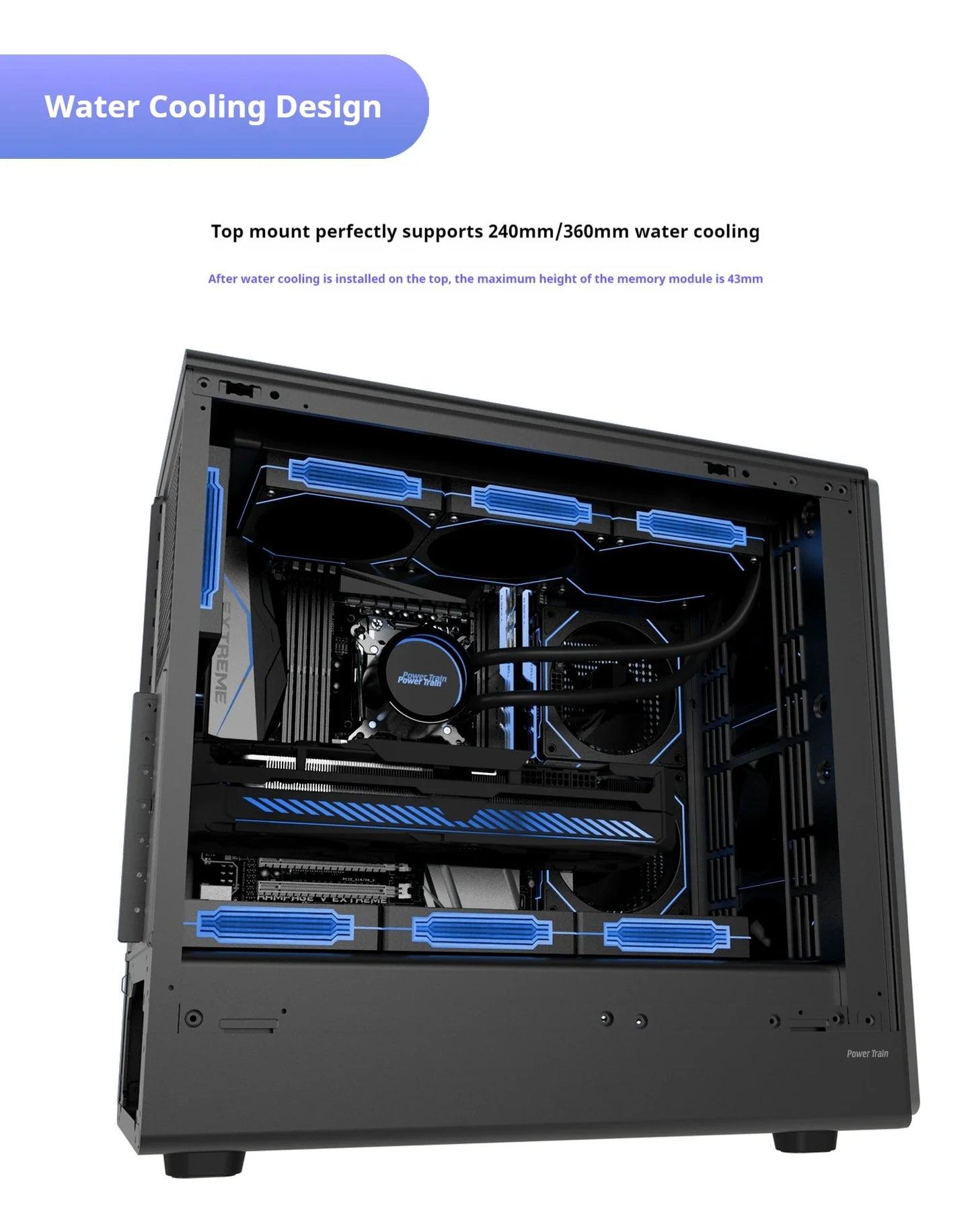 PC Case Glass Side ATX M ATX ITX Support 360mm Radiator