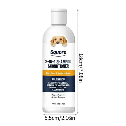Natural 2-in-1 Puppy Shampoo & Conditioner - Moisturizing Pet Grooming Care for Sensitive Skin