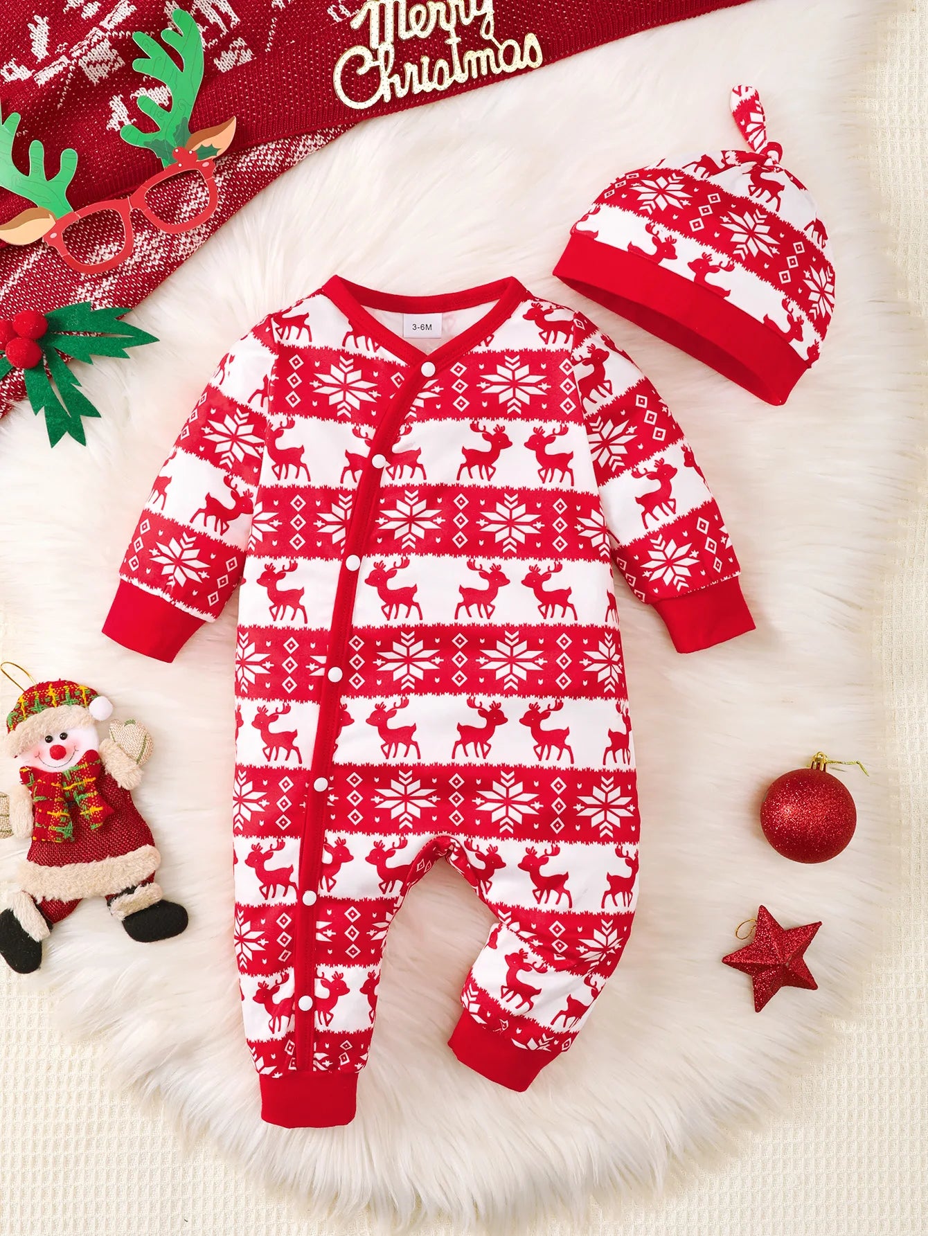 Additional gallery view 28 of baby boys bear print button-up winter romper