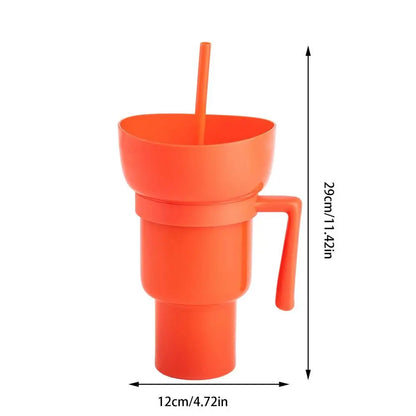 Snack Cup 2 In 1 Snack Bowl Tumbler Splash Proof Leakproof Popcorn Stadium Cup Movie Night Fall 2025