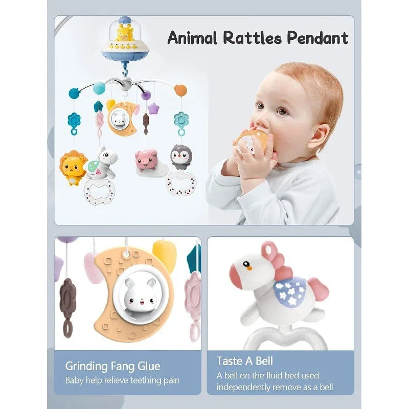 Crib Mobile Remote Music Light Newborn Sensory Toys