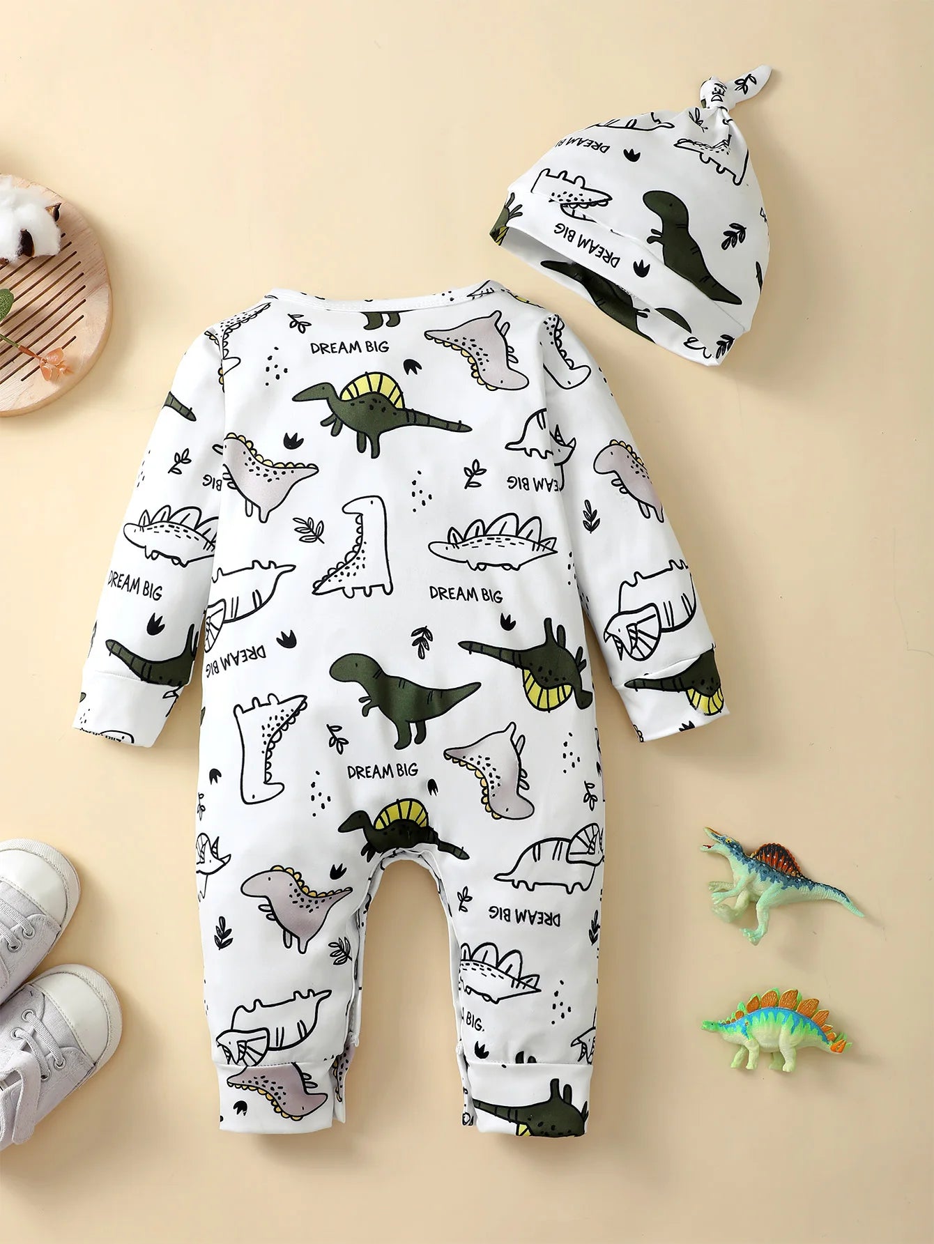 Additional gallery view 15 of baby boys bear print button-up winter romper