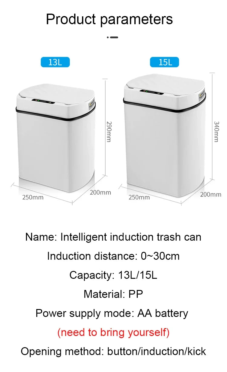 Smart Sensor Trash Can Rectangular Kitchen Bathroom