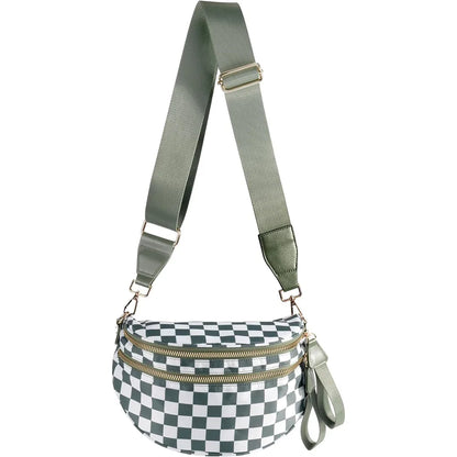 Casual women's checkered crossbody shoulder bag – high-capacity sling bag with adjustable strap