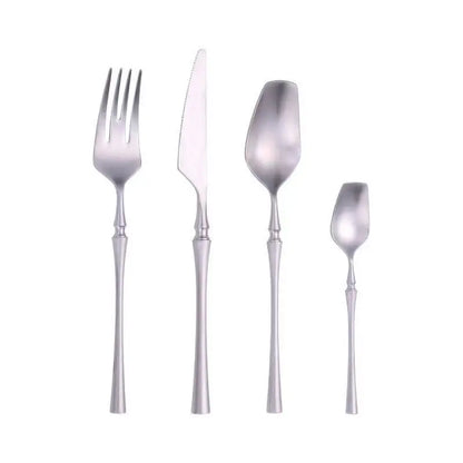 Stainless Steel 18/10  Cutlery Set - Glossy Silver Dinnerware, Matte 304 Tableware for Gifts