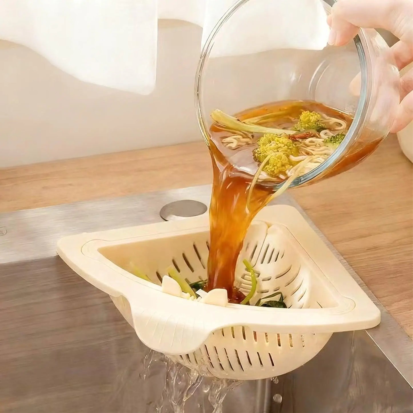 Magnetic Sink Drain Basket Triangle Stainless Steel For Vegetables And Fruit Drainage Eco Friendly Kitchen Organizer