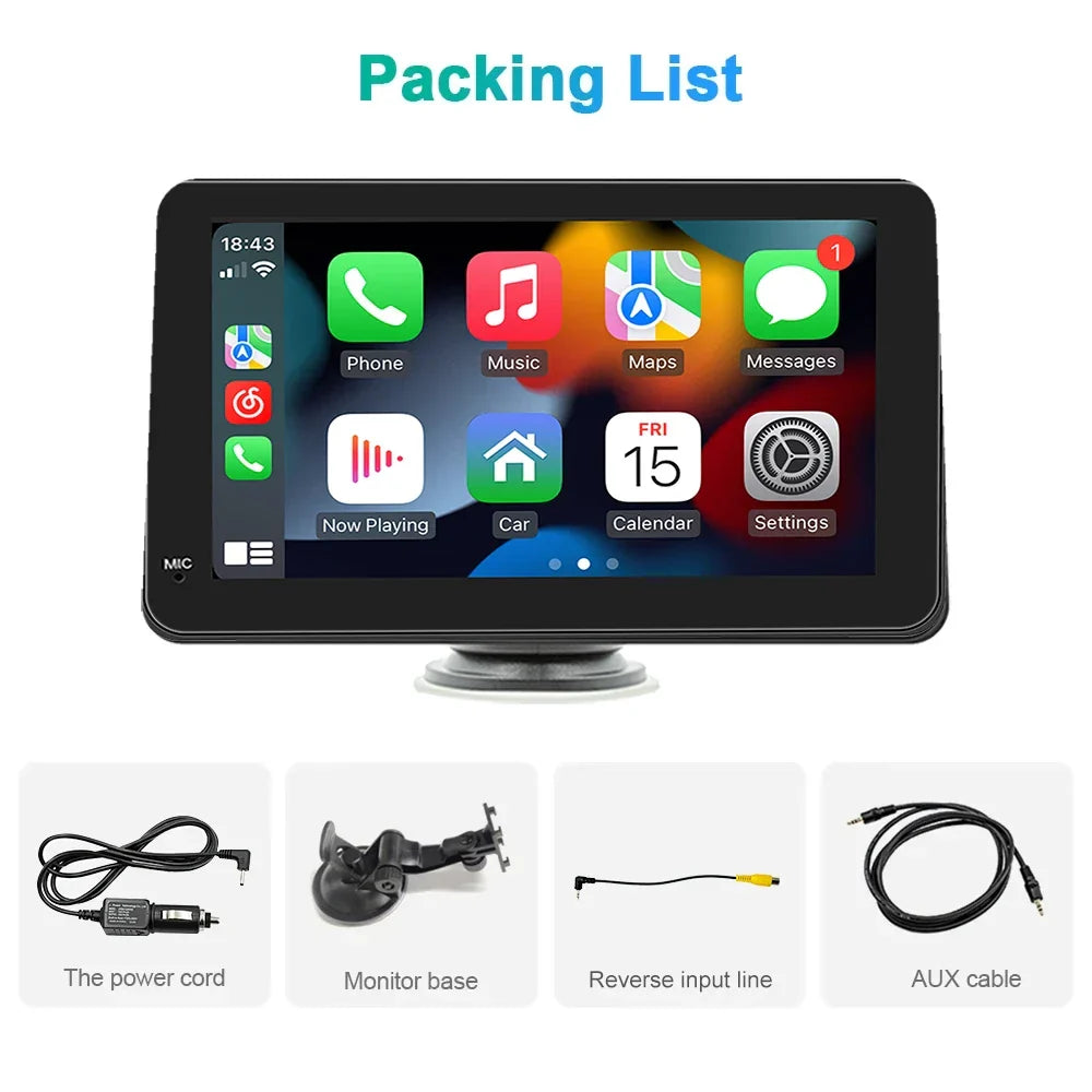 Car Stereo 7-Inch IPS Touchscreen With CarPlay Android Auto, GPS Navigation, WiFi, Rear View Camera