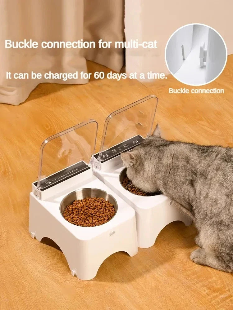 Smart Cat Feeder Infrared Auto Open Cover Dual Stainless Steel Bowls Fall 2025 Hands Free Anti Mouse Mess Free