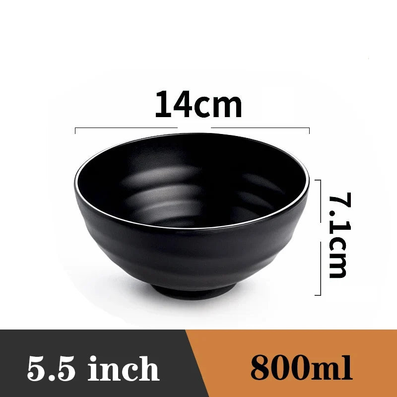 Ramen Bowl Black Plastic Japanese Style Noodle Bowl