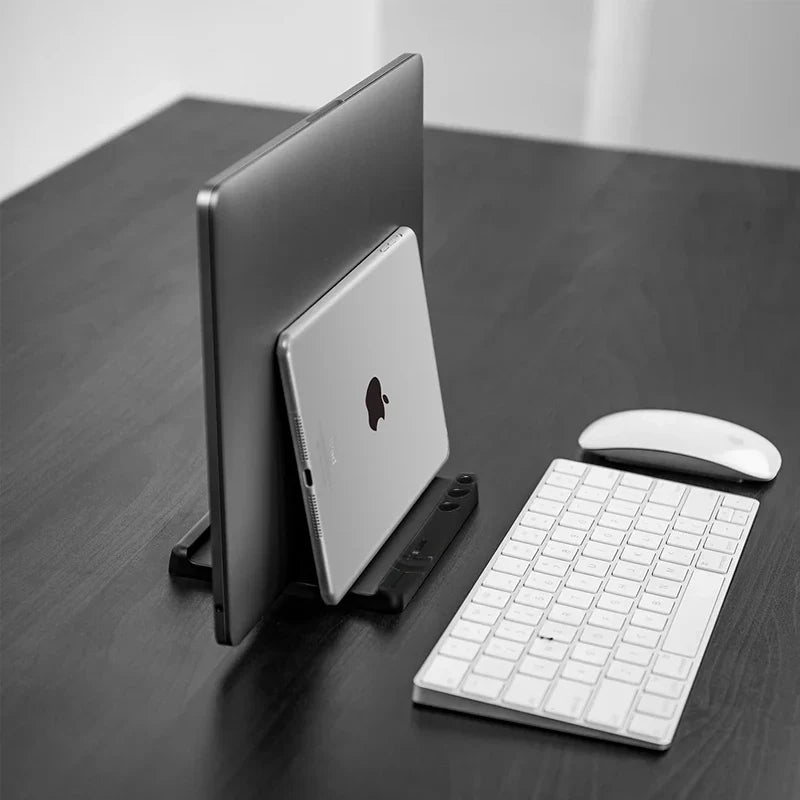 Vertical Laptop Stand with Adjustable Width - Space-Saving Computer Accessories for Office Desks