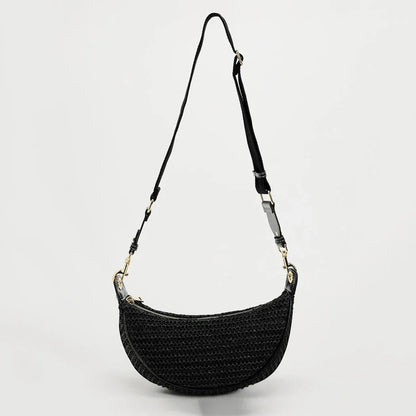 Lightweight women's woven straw shoulder bag – hobo style, crossbody, for beach & summer