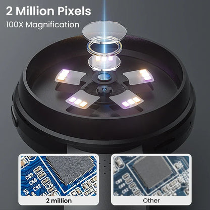 Digital Microscope 2.8-Inch IPS Screen Handheld, 1080P HD, 100X Zoom With 15 LEDs For PCB And Coin Examination