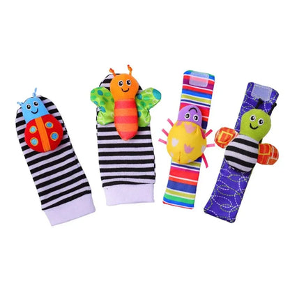 4-Piece Baby Rattle Toy Set with Animal Socks and Wrist Straps for Infants 0-12 Months - Perfect Gifts for 1 Year Old