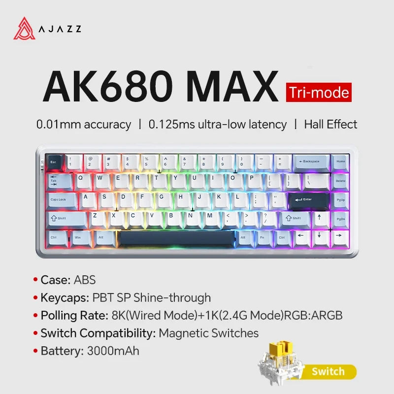 Mechanical Keyboard Sixty Mini Wireless ARGB Magnetic Hall