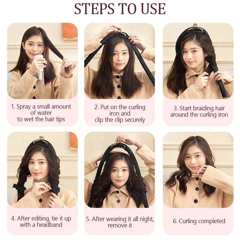 Heatless Hair Curlers Silk Headband Ribbon Rollers Overnight No Heat Styling Tool Sleep Curls 2025