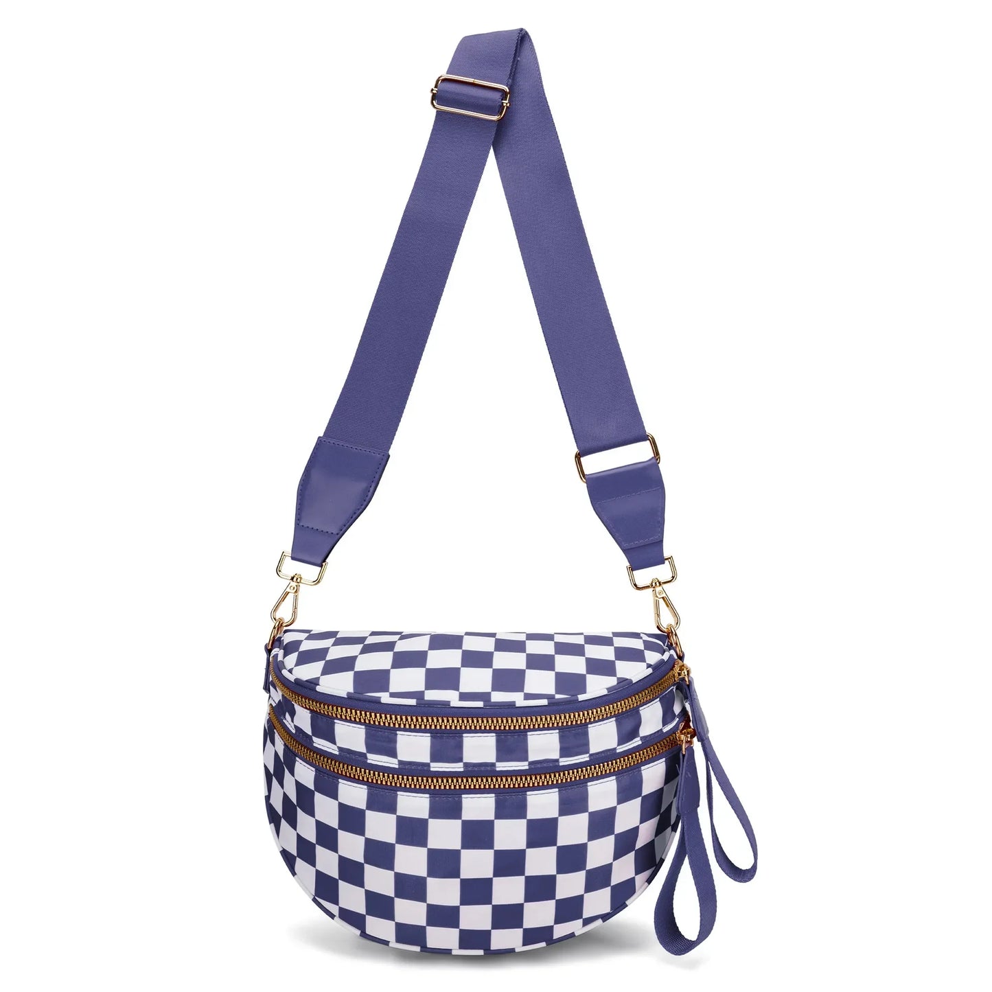 Casual women's checkered fanny pack – large capacity bum bag, adjustable crossbody mommy travel bag