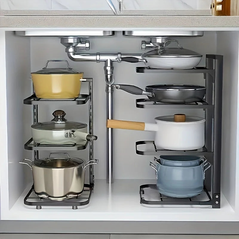 Adjustable Pot Rack Stainless Steel Multi Layer Organizer