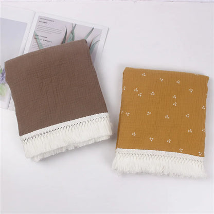 Baby Swaddle Blanket 100 Percent Cotton Muslin Newborn Floral Print Quilt Swaddle Fall 2025 Breathable Soft Gift