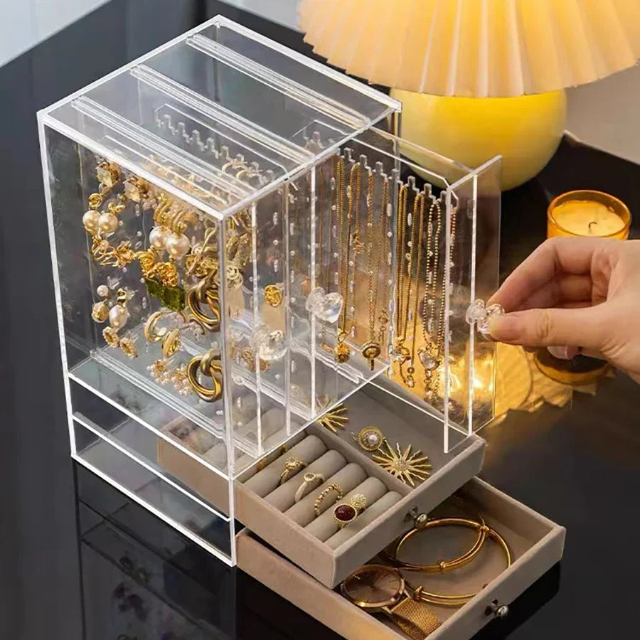 Clear Acrylic Jewelry Display Case With Drawers, Necklace And Earring Organizer, Holiday Gifts 2026 Gift Ready