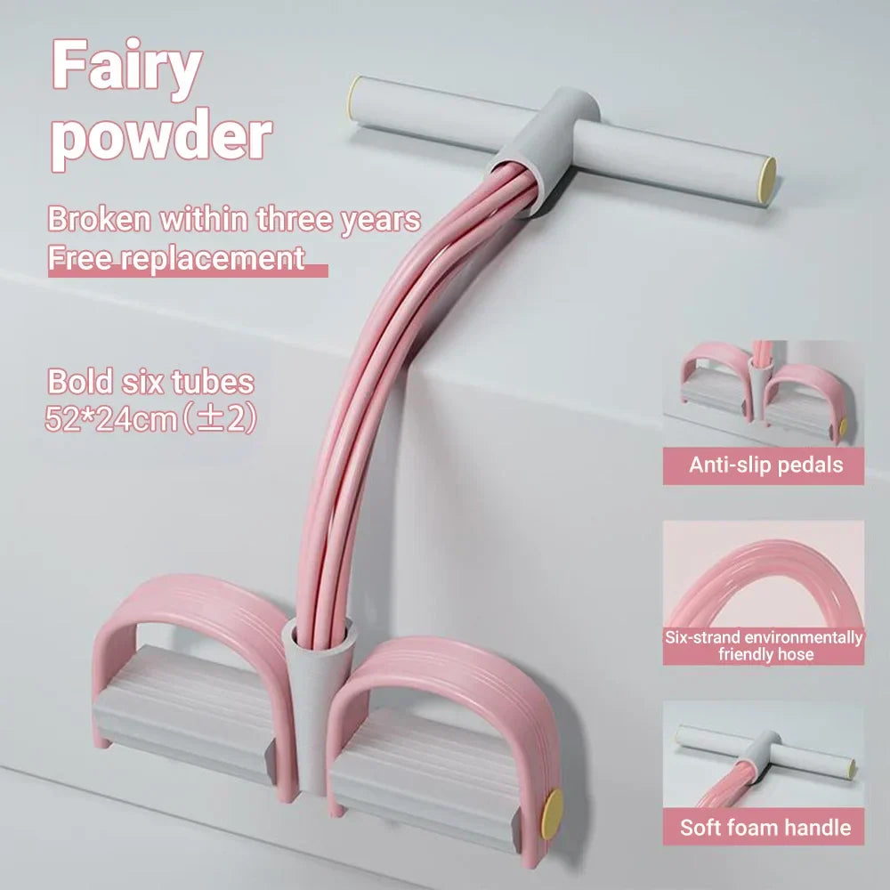 Resistance Band 6 Tube Pedal Puller Fitness Trainer