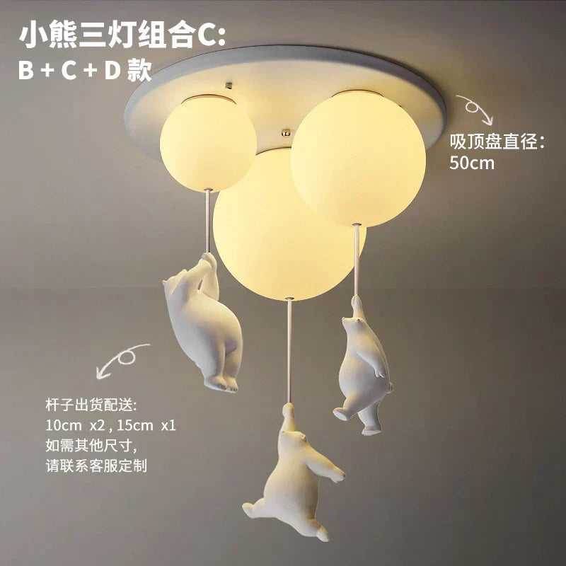 LED Ceiling Light Warm Cartoon Bear Design Kids Bedroom Ceiling Lamp Fall 2025 Cozy Nightlight Decor