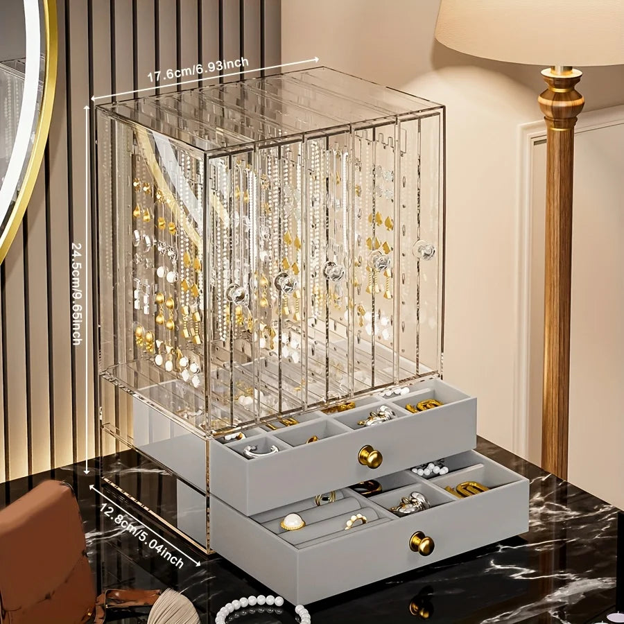 Jewelry Organizer 7-Layer Transparent Drawer Box High Capacity Storage Earrings Necklaces Rings Case Holiday Gifts 2026