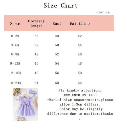 Baby girl wearing a purple ruffle dress with a bow and matching headband