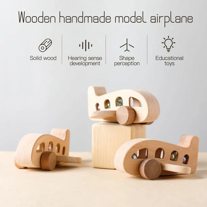 Wooden Montessori Plane Educational Toy for 3-4 Year Olds with Colorful Glass Beads for Learning and Creative Play