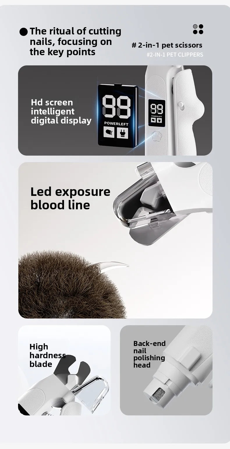 2-in-1 Pet Nail Clipper & Grinder with LED Blood Line Light – USB-C Rechargeable Dog Cat Trimmer 2026