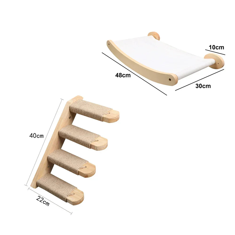 Cat Tree Wall Mounted Hammock Set Vertical Climbing Cat Furniture Fall 2025 Space Saving Scratching Playground