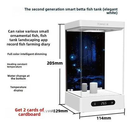 Betta Tank 2L Smart Self Circulating Desktop Aquarium Mini With Heater And LED Fall 2025 Desk Decor Low Maintenance