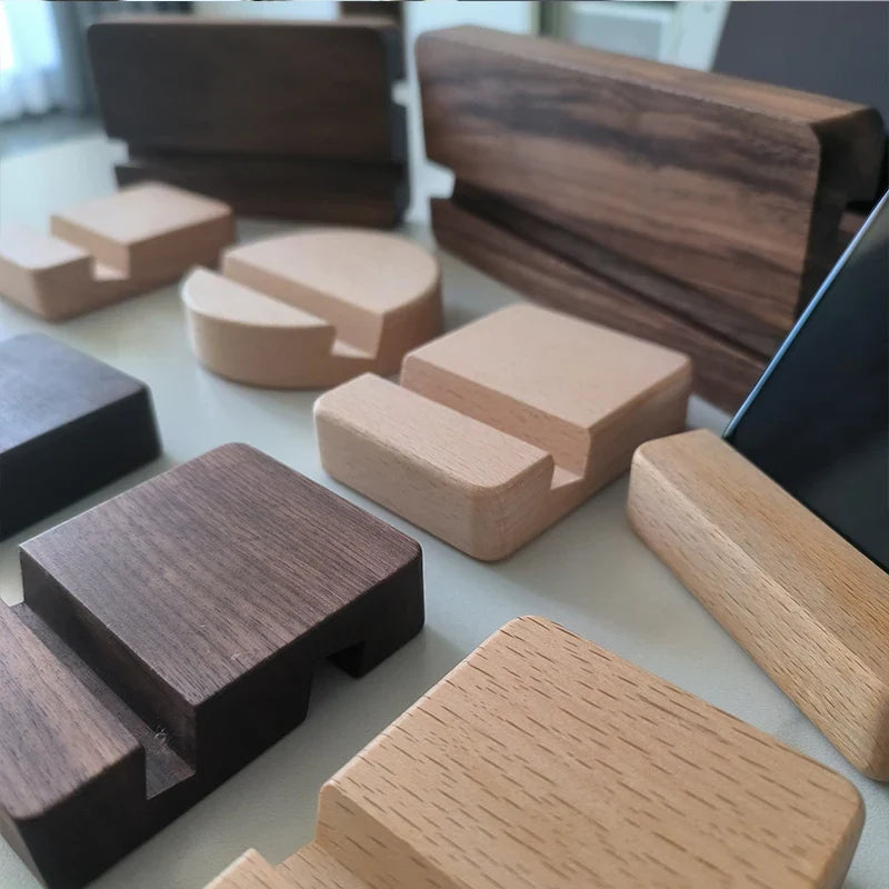 Universal Solid Wood Desk Stand Holder for Mobile Phones & Tablets - Home Accessories