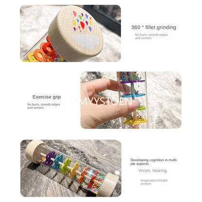 Wooden Rain Sound Pipe Toy - Fun Hourglass Music Shaker for Infants, Early Education Gift, Engaging Simulation Rain Sounds