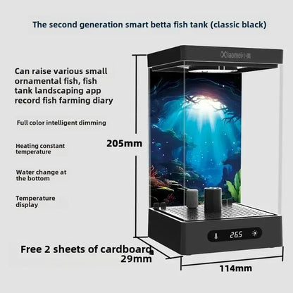 Betta Tank 2L Smart Self Circulating Desktop Aquarium Mini With Heater And LED Fall 2025 Desk Decor Low Maintenance