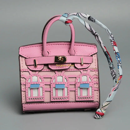 Birkin Inspired Mini Hand Bag - Platinum Bag Charm