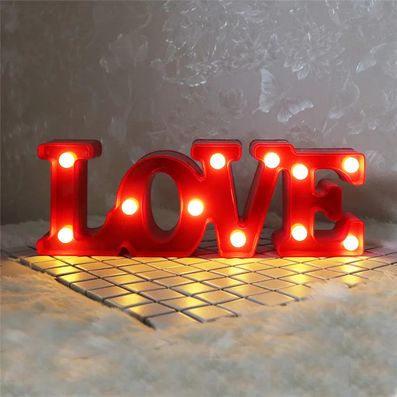 Romantic Love LED Lamp - Battery-Operated Night Light, Perfect Valentine's Day Gift for Weddings, Parties, and Home Decor