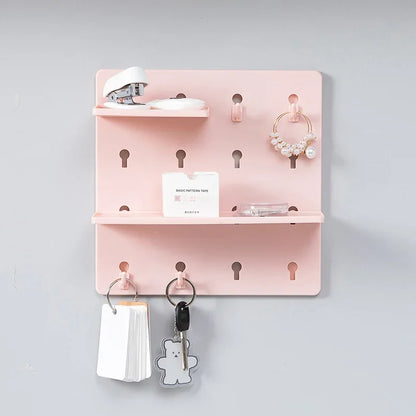 Punch-Free Wall Shelf Organizer with Home Organizers, No Drilling, Kitchen & Bedroom Pegboard Holder