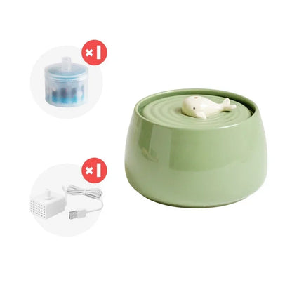 Cat Water Fountain 1300ml Ceramic USB Charging Pet Fountain With Filter And Wooden Stand Fall 2025 Continuous Hydration