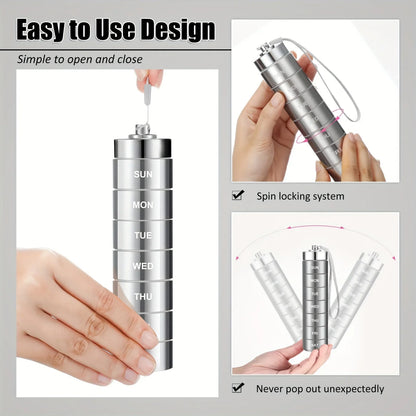 Pill Organizer Metal Travel Pill Box Set – Waterproof, Stackable, Summer Travel 2026
