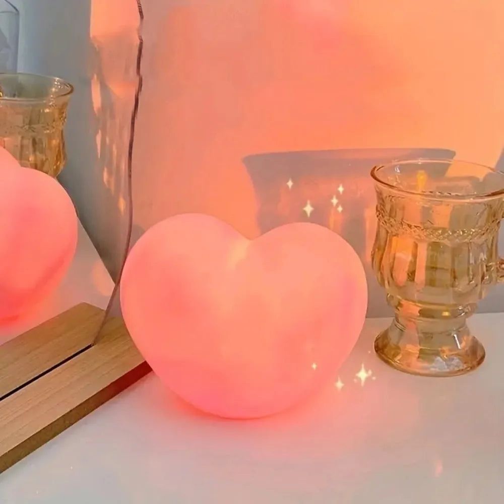Unique 3D Heart-Shaped Night Light - Romantic Valentine's Day Gift & DIY Table Decor, White & Pink